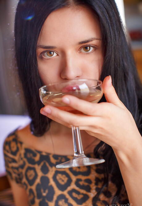 Svelte spanish brunette youthful Carmen Summer bares her butt in nice skirt and jerking off 