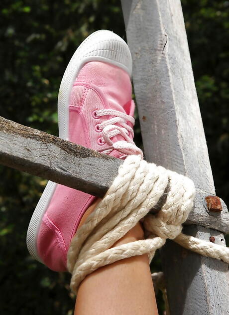 Curious french brunette wife Nikita Bellucci in hot fetish gallery outdoor