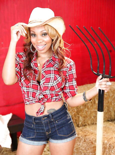 Stunning american babe Melrose Foxxx exhibiting big titties and hot butt 